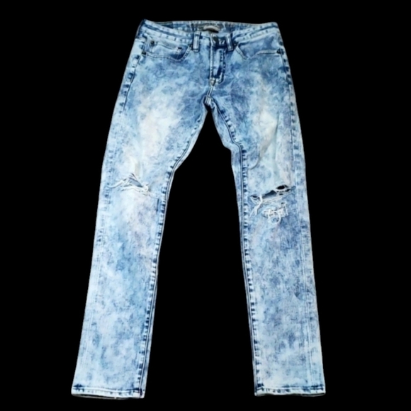 American Eagle~Men's 29/32~Blue Denim Distressed Slim Taper Jeans Extreme Flex. - Picture 2 of 14